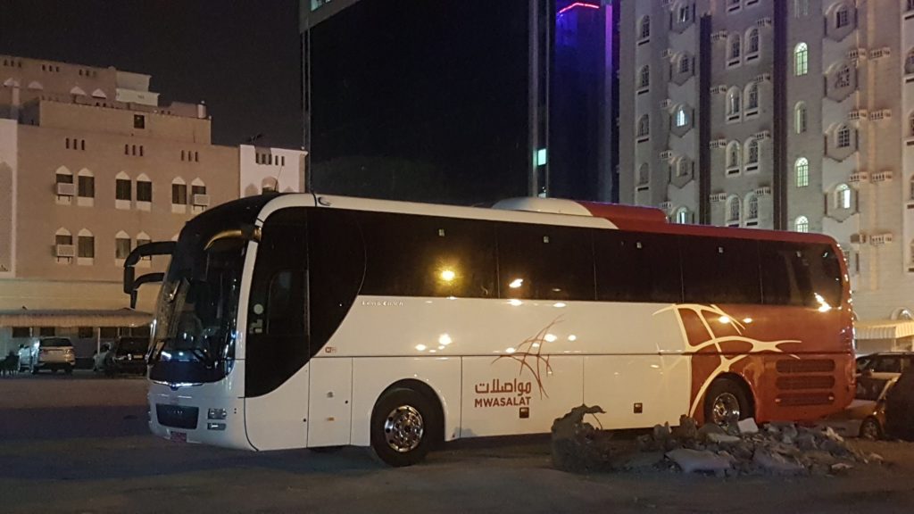 Mwasalat Bus Parked in front of Mwasalat Salalah Office