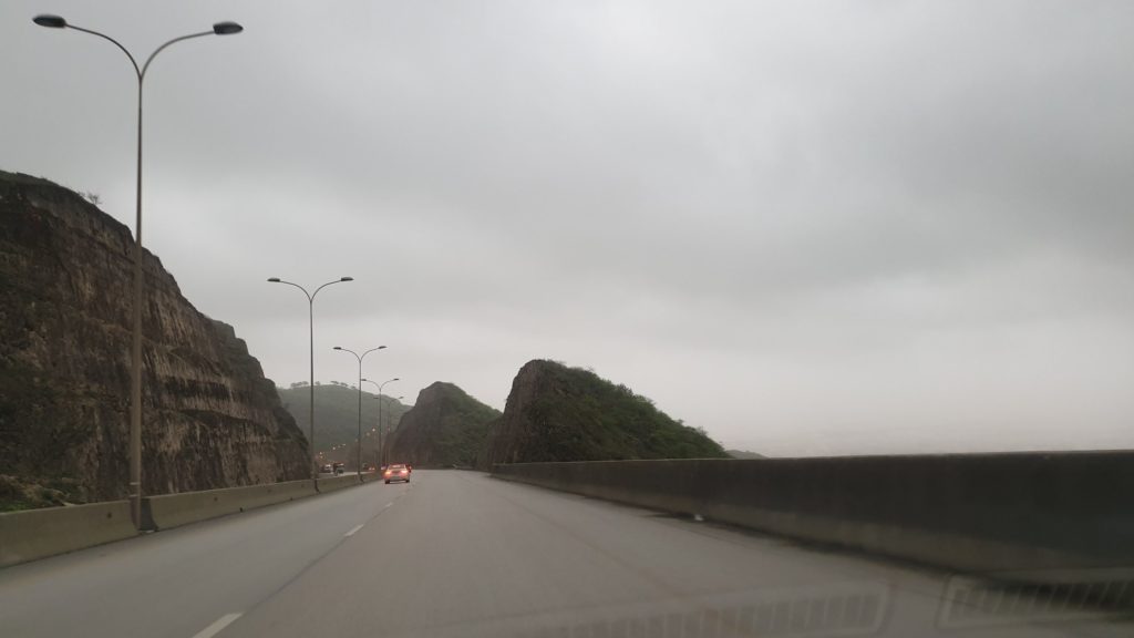 Highway 31 Salalah Oman in Khareef near Wadi Nahiz