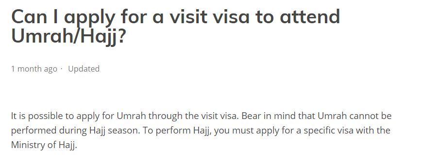 Can I apply for a Saudi visit visa to attend Umrah Hajj