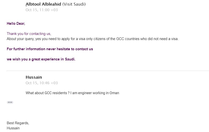 Saudi Arabia Visit Visa with GCC Residents